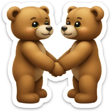 two cute teddy bears holding hands  sticker