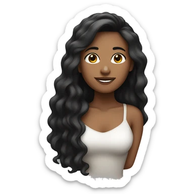 Una chica con cabello negro largo y color trigueña  sticker