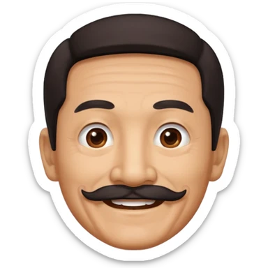 Old Chinese man with dark hair and full mustache sticker