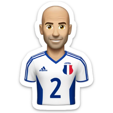 Zinedine Zidane with french soccer jersey sticker