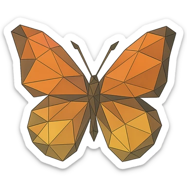 illustration of a butterfly made of geometric shapes in polygonal style sticker
