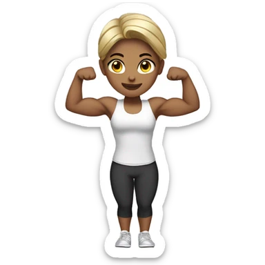 gymgirl white dark blonde hair double bicep pose sticker