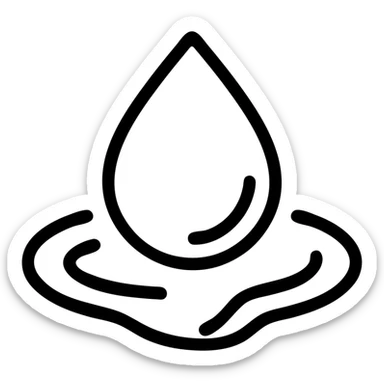 outlined icon of a water droplet on glossy black paint, clean lines, subtle repellent effect with water lines moving away, modern and simple sticker