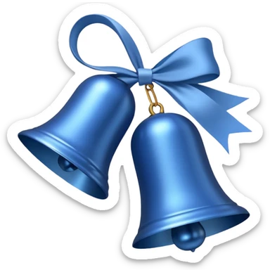 blue christmas bell with white ribbon sticker
