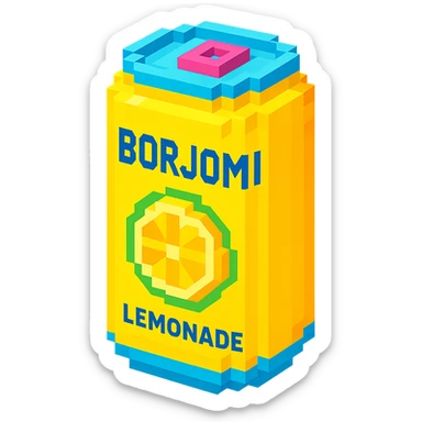 Borjomi lemonade can with a minimalist design, using bright colors and clean lines sticker