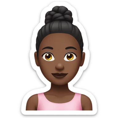 black girl with a black slick bun and a pink leotard with a pink tutu  sticker