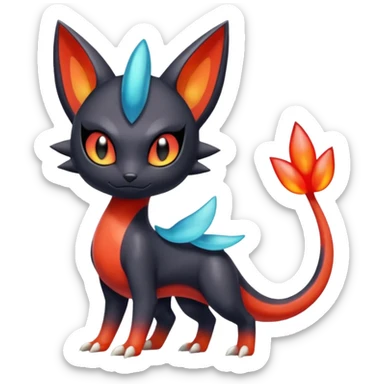 Colorful Translucent Tricky Hot Handsome Meloetta-Salandit-Litten-Pokémon-Fakémon-fusion-hybrid-creature sticker