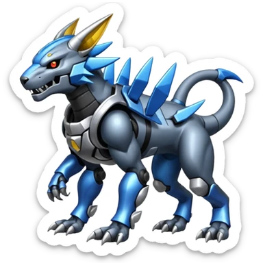  Cool Edgy Shiny Greymon-Protogen-Weregarurumon full body sticker