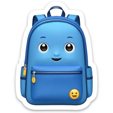 a blue kid Backpack with zip sticker