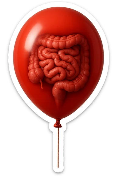 palloncino rosso con intestino chiuso dentro, IPERREALISTICO 4K sticker