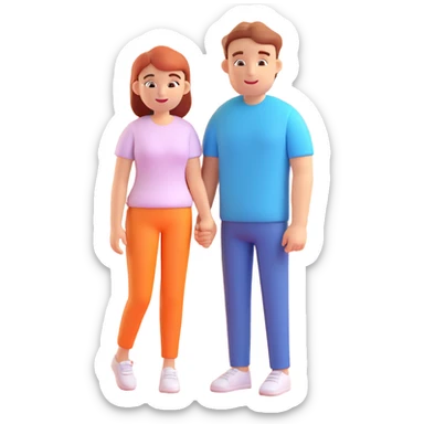 couple posing, close up pose, living room background sticker