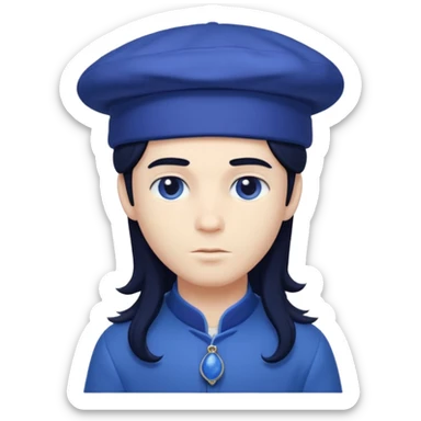 pale blueberry prince handsome with long black hair blueberry hat and clothes sticker