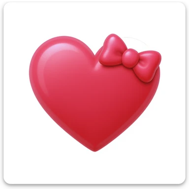 cute and shiny heart emoji with a bow accent, no background sticker