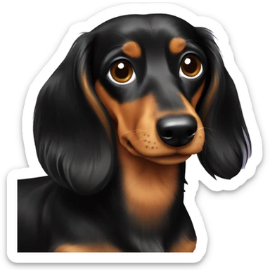 long hair black and tan dachshund sticker