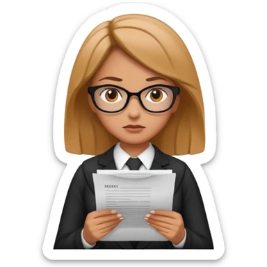 female lawyer reading a document sticker
