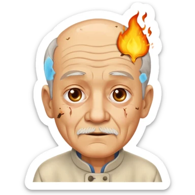 AN OLD MAN FULL OF BURNED MARKS BECAUSE OF COOKING OIL sticker