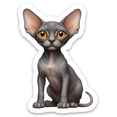 Sphynx cat , dark brown and gray colour , orange nose , sticker