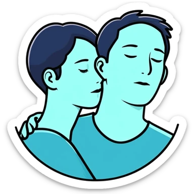 Silhouette of couple resting their heads against each other  sticker
