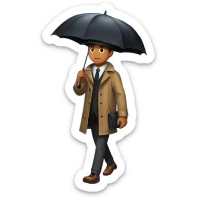Man with umbrella , streetlight reflection, Midnight Wanderer. sticker