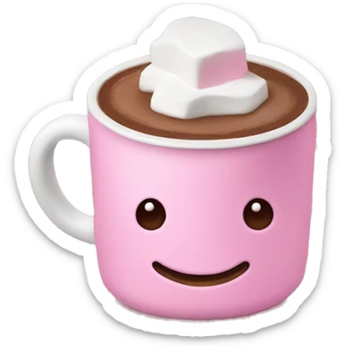 hot chocolate with pink marshmallow sticker