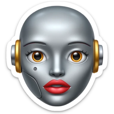 Robot with lips sticker