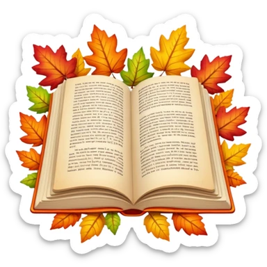autumn open book with leaves on it sticker