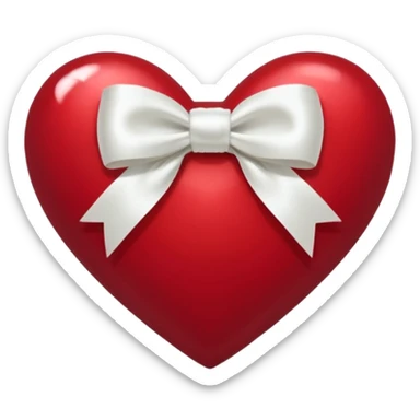 dark red heart with white bow sticker