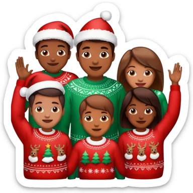 Black family having Christmas together sticker