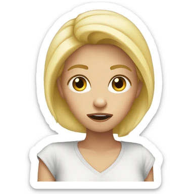 Nail biting female blonde nervous  sticker