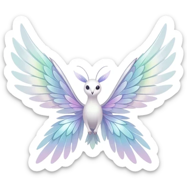  Iridescent white pale wings-ears, fairy-like-fakemon-creature  sticker