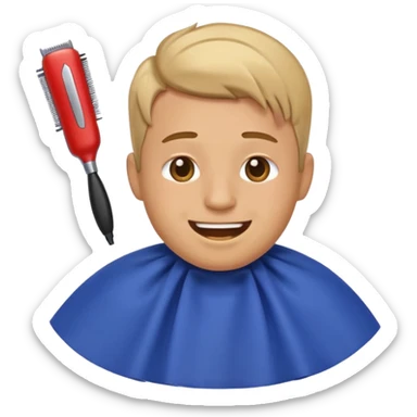Facebook style laughing emoji getting a haircut sticker