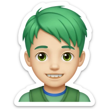 kid with braces green hair sticker
