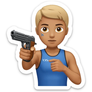 athlete with gun shooting, in Olympics sticker