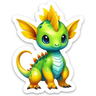 Exotic tropical shiny rare epic cute Fakémon-creature, full body, with random markings sticker