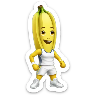 Humanlike Banana in a tennis uniform sticker