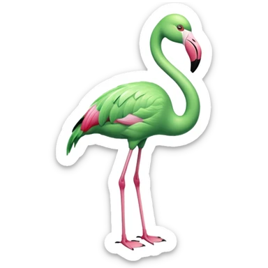 green flamingo sticker
