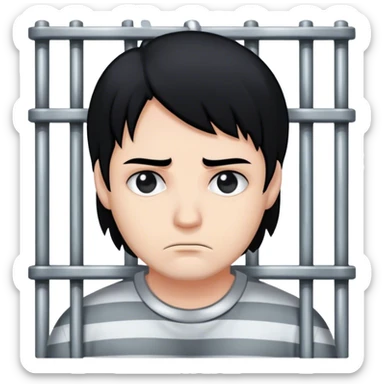white black heared prisoner in a jail. sticker