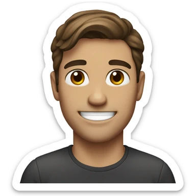 a man smiling with parted brown hair, hazel eyes sticker