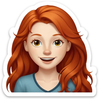 Excited long haired redhead winking sticker