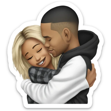 Hyper Realistic Chris Brown hugging Karruche Tran sticker