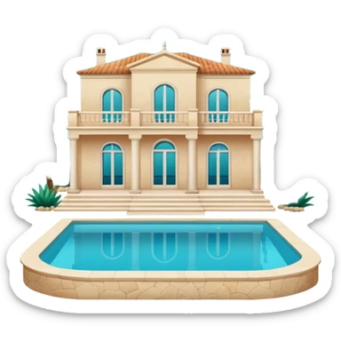 a villa with a pool sticker