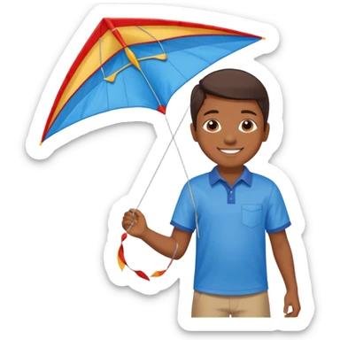 child with kite,Kite Flyers, big kite. sticker