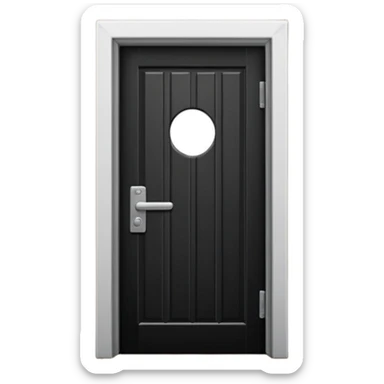 Minimalist emoji-style sticker of a closed door with a long shadow visible under the gap. Black and white, strong silhouette style.
 sticker
