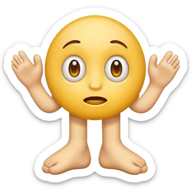 funny confused face yellow emoji with two feet  sticker