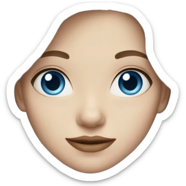 White woman with blue eyes and long wavy dark brown hairs sticker