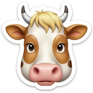 Cow with blonde hair sticker