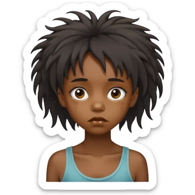 Homeless black girl starving sticker