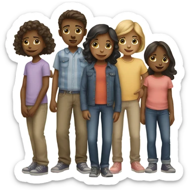 Seven siblings with four boys and three girls sticker