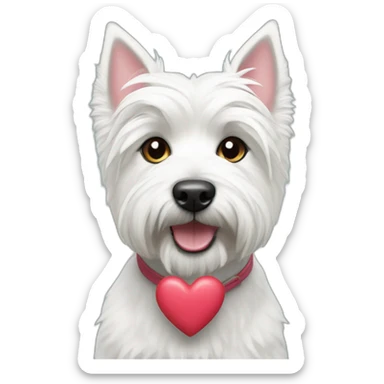 Westie with hearts sticker