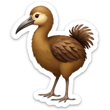 New Zeland kiwi bird on two feet with a long beak and round shape sticker